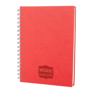 306804 ALTINDAĞ KIRMIZI KARELİ SPİRALLİ TARİHSİZ DEFTER (17X24 CM)