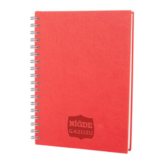306804 ALTINDAĞ KIRMIZI KARELİ SPİRALLİ TARİHSİZ DEFTER (17X24 CM)