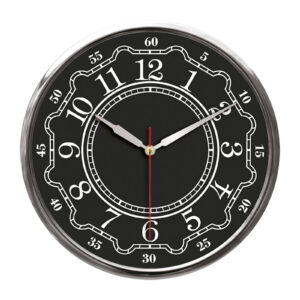 5019234 THOR707 SİYAH-GÜMÜŞ METAL ÇERÇEVE DUVAR SAATİ (320MM)