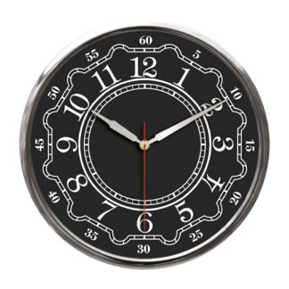 5019234 THOR707 SİYAH-GÜMÜŞ METAL ÇERÇEVE DUVAR SAATİ (320MM)